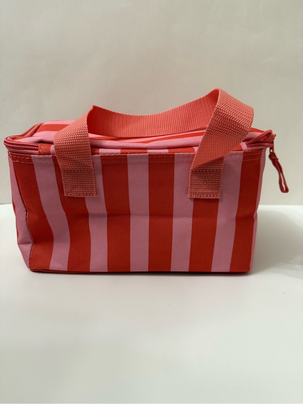 Trader Joe's Striped Mini Insulated Bag - Pink & Coral - Picture 2 of 2